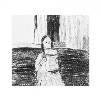 Graphik "Frau liest Zeitung", illustrator Irfan Ajvazi Kohle Papier in der Jose Art Gallery