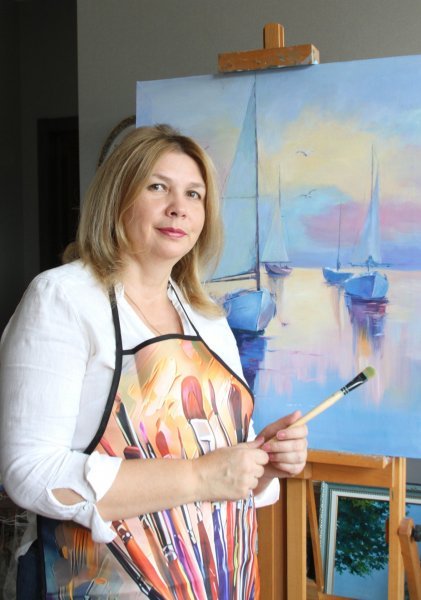 Dodatkowy obraz 1: Realizm Pejzaż morski Malarstwo "Spokój o zachodzie słońca", malarz Oksana Potomkina olej płótno 