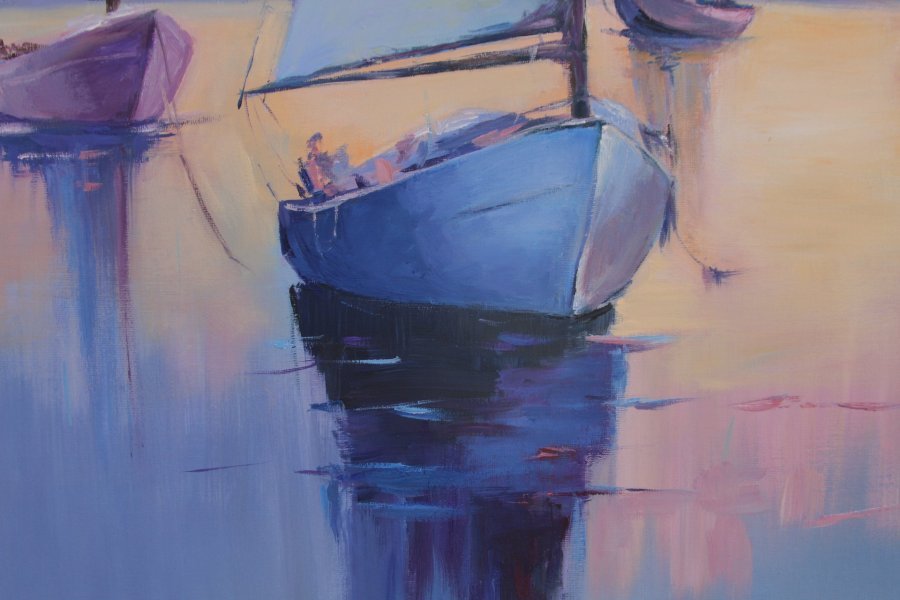 Dodatkowy obraz 2: Realizm Pejzaż morski Malarstwo "Spokój o zachodzie słońca", malarz Oksana Potomkina olej płótno 