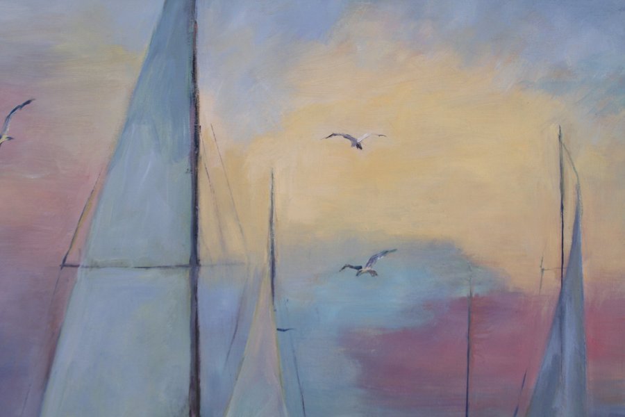 Dodatkowy obraz 4: Realizm Pejzaż morski Malarstwo "Spokój o zachodzie słońca", malarz Oksana Potomkina olej płótno 