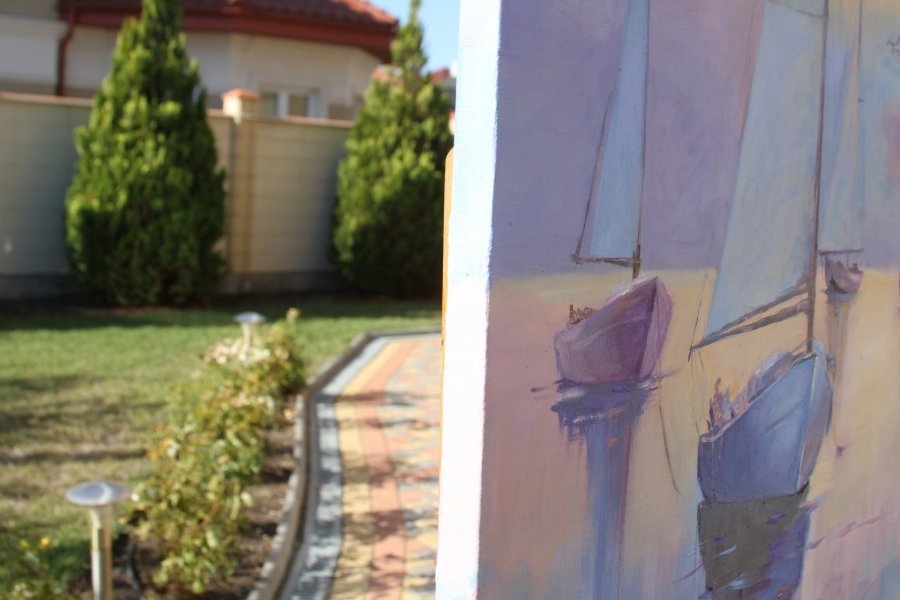 Dodatkowy obraz 5: Realizm Pejzaż morski Malarstwo "Spokój o zachodzie słońca", malarz Oksana Potomkina olej płótno 