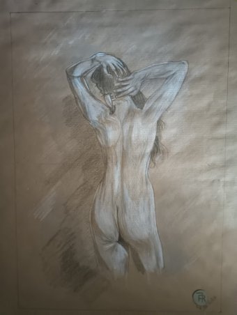 Graphik "Nackt von hinten", illustrator roberto ferrando Bleistift Papier in der Jose Art Gallery