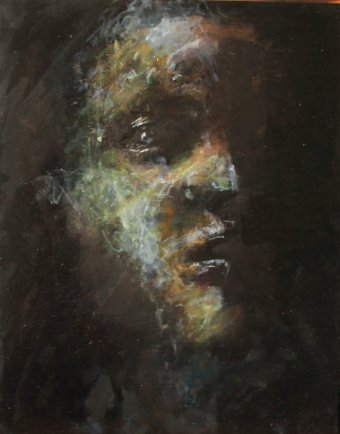 Painting "Full of anticipation I" by painter Lochter Andreas oil cardboard at Jose Art Gallery