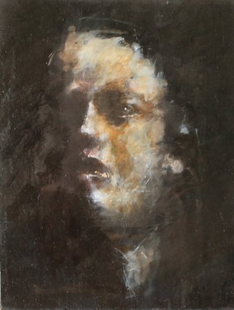 Painting "Full of anticipation II" by painter Lochter Andreas oil cardboard at Jose Art Gallery