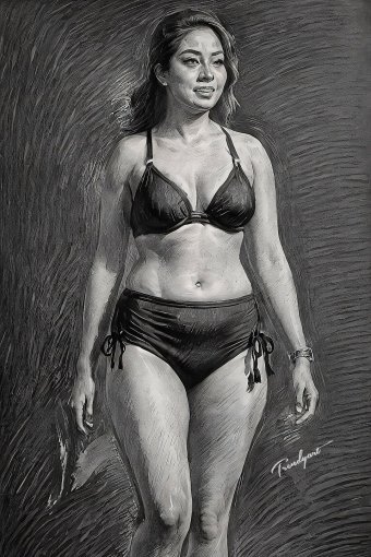 Drawing "Elegant Body Lines in Fine Art Sketch" by illustrator Trendy Art mixed method paper at Jose Art Gallery