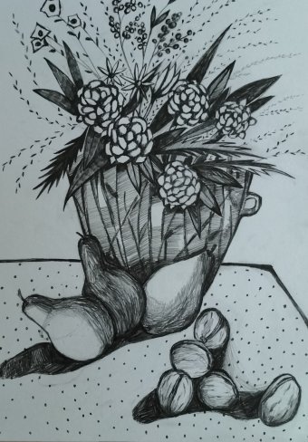 Графика "Натюрморт", иллюстратор Irinka Sichinava карандаш бумага в Jose Art Gallery