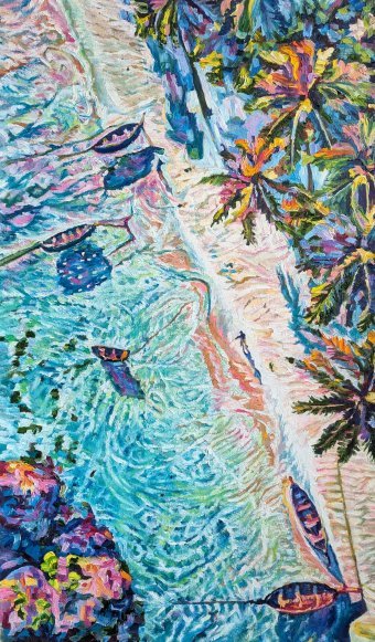 Pintura "Isla de Reflejos Brillantes", pintor Oksana Almiz óleo lienzo en Jose Art Gallery