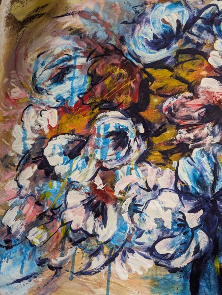 Additional view 2: Contemporary Art Flower Painting Elusive Blooms. Dynamic Colors in Motion by painter Oksana Almiz acrylic canvas 