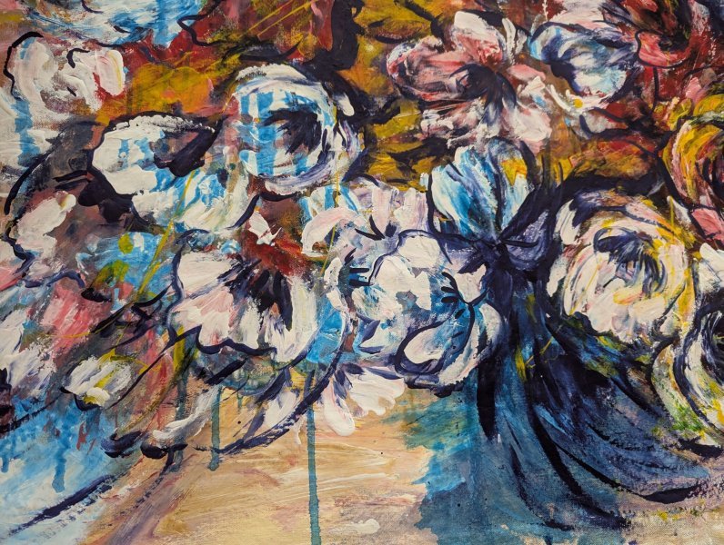 Additional view 3: Contemporary Art Flower Painting Elusive Blooms. Dynamic Colors in Motion by painter Oksana Almiz acrylic canvas 