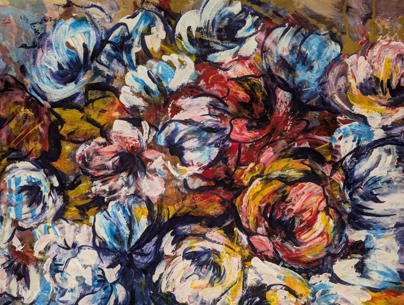 Additional view 4: Contemporary Art Flower Painting Elusive Blooms. Dynamic Colors in Motion by painter Oksana Almiz acrylic canvas 