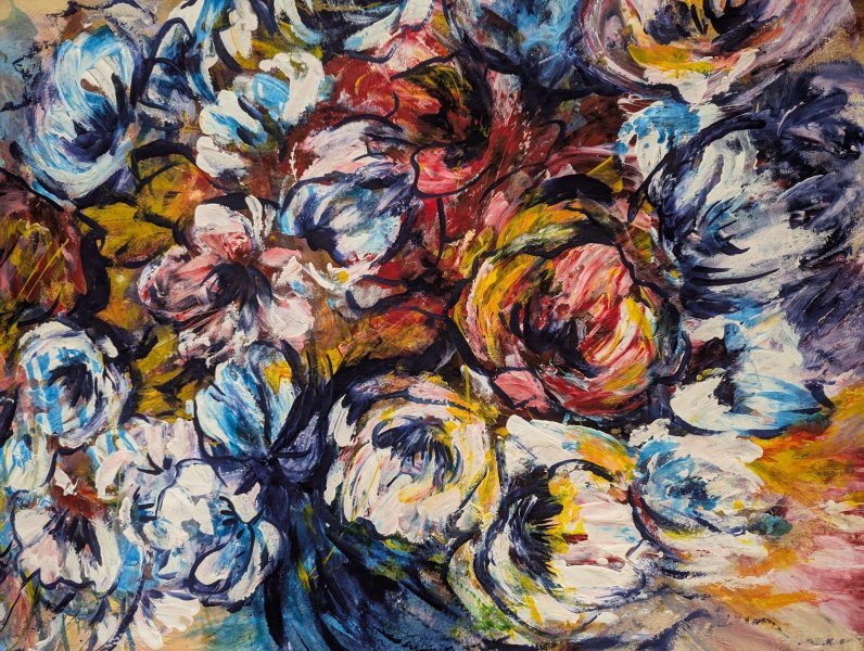 Additional view 5: Contemporary Art Flower Painting Elusive Blooms. Dynamic Colors in Motion by painter Oksana Almiz acrylic canvas 