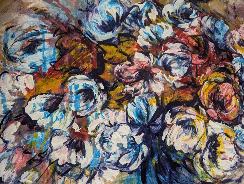 Additional view 6: Contemporary Art Flower Painting Elusive Blooms. Dynamic Colors in Motion by painter Oksana Almiz acrylic canvas 