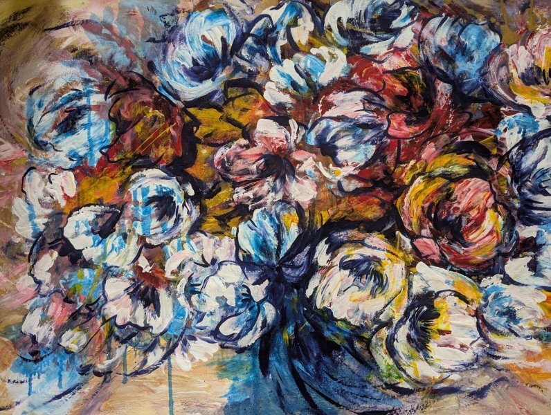 Additional view 7: Contemporary Art Flower Painting Elusive Blooms. Dynamic Colors in Motion by painter Oksana Almiz acrylic canvas 