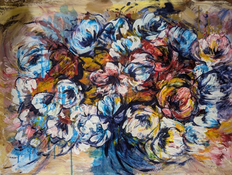 Additional view 8: Contemporary Art Flower Painting Elusive Blooms. Dynamic Colors in Motion by painter Oksana Almiz acrylic canvas 