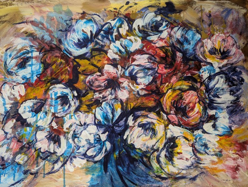 Additional view 9: Contemporary Art Flower Painting Elusive Blooms. Dynamic Colors in Motion by painter Oksana Almiz acrylic canvas 