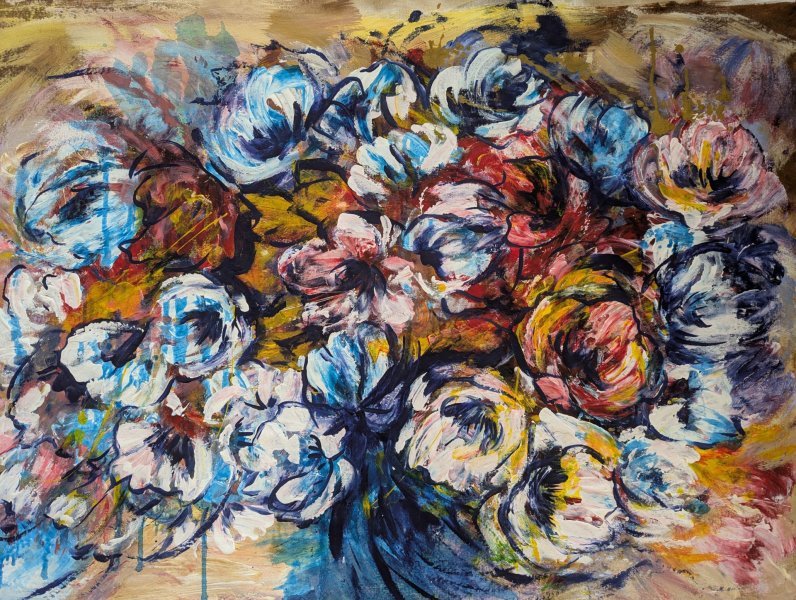 Additional view 10: Contemporary Art Flower Painting Elusive Blooms. Dynamic Colors in Motion by painter Oksana Almiz acrylic canvas 