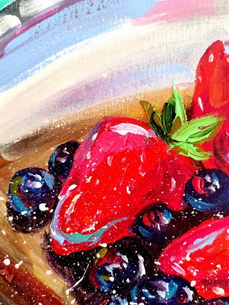 Additional view 1: Pop Art Still-Life Painting Breakfast - food painting by painter Aliaksandra Tsesarskaya acrylic canvas 