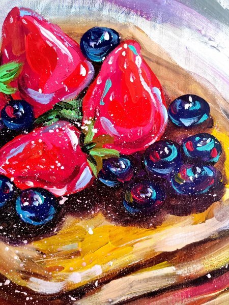 Additional view 2: Pop Art Still-Life Painting Breakfast - food painting by painter Aliaksandra Tsesarskaya acrylic canvas 