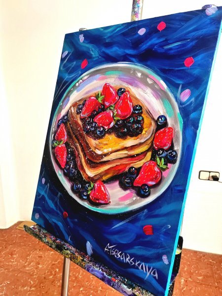Additional view 4: Pop Art Still-Life Painting Breakfast - food painting by painter Aliaksandra Tsesarskaya acrylic canvas 