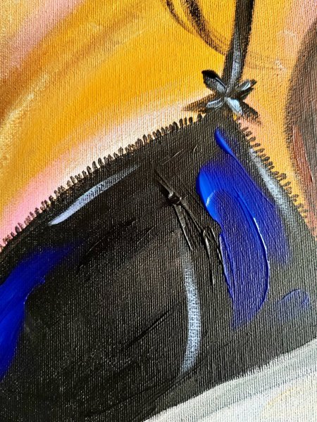 Additional view 6: Pop Art Portrait Painting Morning-Girl with white shirt by painter Aliaksandra Tsesarskaya acrylic canvas 