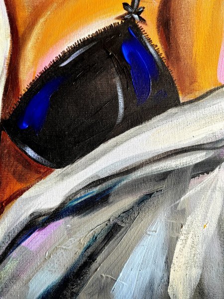 Additional view 7: Pop Art Portrait Painting Morning-Girl with white shirt by painter Aliaksandra Tsesarskaya acrylic canvas 