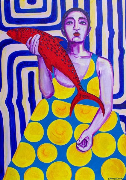 Pop Art Portrait Painting Painting Gertrude, 2025. by painter Oksana Chumakova acrylic canvas 