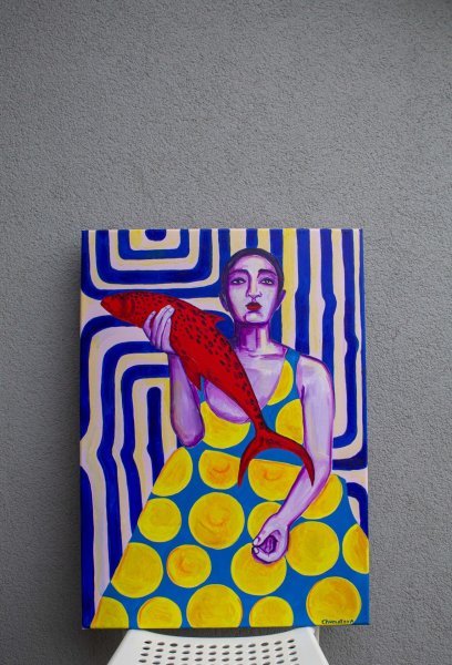 Additional view 1: Pop Art Portrait Painting Painting Gertrude, 2025. by painter Oksana Chumakova acrylic canvas 