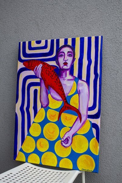 Additional view 2: Pop Art Portrait Painting Painting Gertrude, 2025. by painter Oksana Chumakova acrylic canvas 