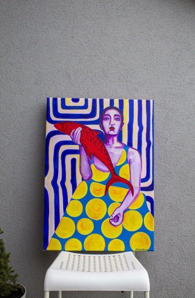 Additional view 4: Pop Art Portrait Painting Painting Gertrude, 2025. by painter Oksana Chumakova acrylic canvas 