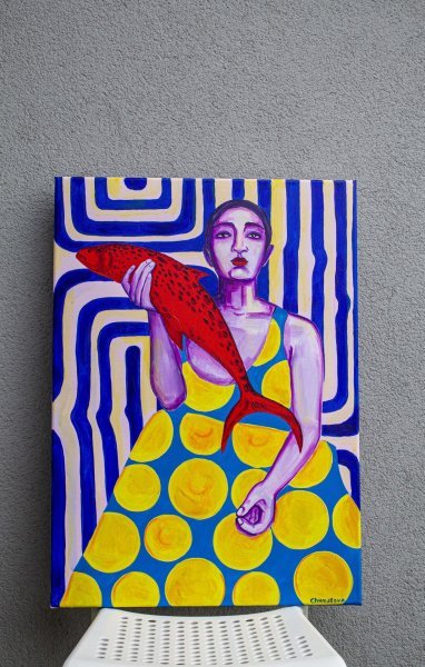 Additional view 5: Pop Art Portrait Painting Painting Gertrude, 2025. by painter Oksana Chumakova acrylic canvas 