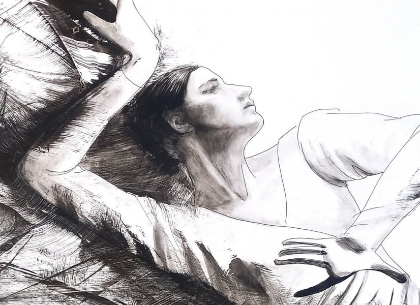 Zusätzliches Bild 2: Figurative Kunst Porträt Graphik "Spanischer Tanz", illustrator Lana Korolievskaia Tinte Karton 