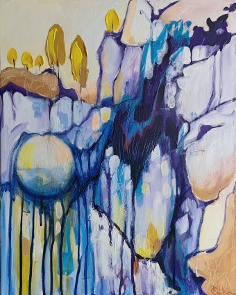 Pittura "Equilibrio in movimento: pace ed energia", pittore KOlha acrilico tela alla Jose Art Gallery