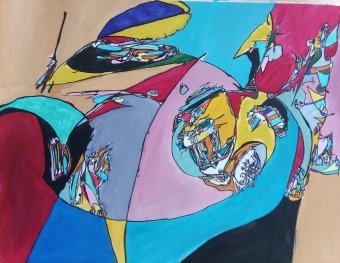 Malerei "Es drehte sich.", maler/-in Oksana Demchenko Gouache Papier in der Jose Art Gallery