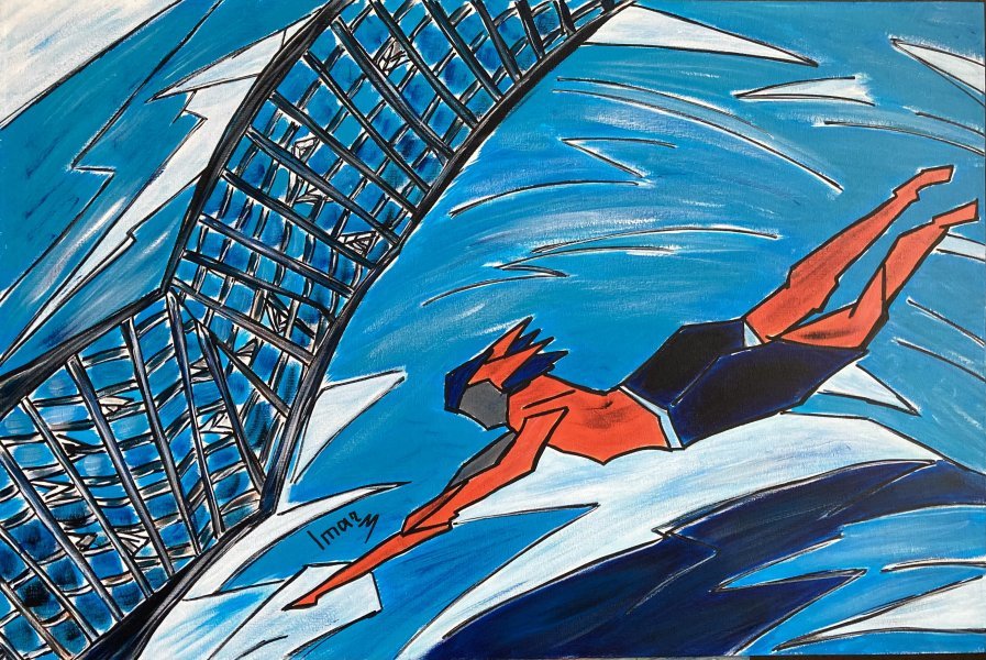 Avant-garde Marine Art Painting Pearl diver by painter Imar acrylic canvas 