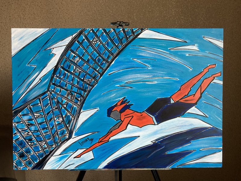 Additional view 1: Avant-garde Marine Art Painting Pearl diver by painter Imar acrylic canvas 