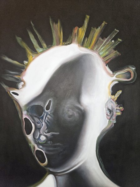 Additional view 1: Modern Portrait Painting HYDRA by painter Stefano Mazzolini oil canvas 