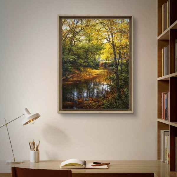 Immagine aggiuntiva 2: Fotorealismo Paesaggio Pittura "Dolce sussurro autunnale", pittore Viktar Yushkevich Yuvart acrilico tela 