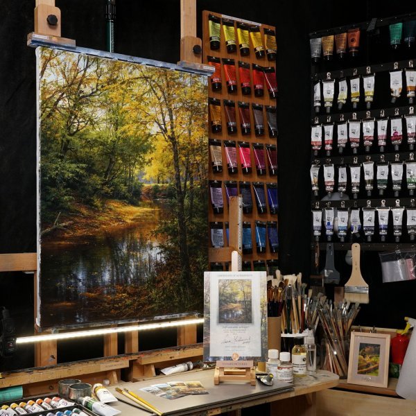 Immagine aggiuntiva 3: Fotorealismo Paesaggio Pittura "Dolce sussurro autunnale", pittore Viktar Yushkevich Yuvart acrilico tela 