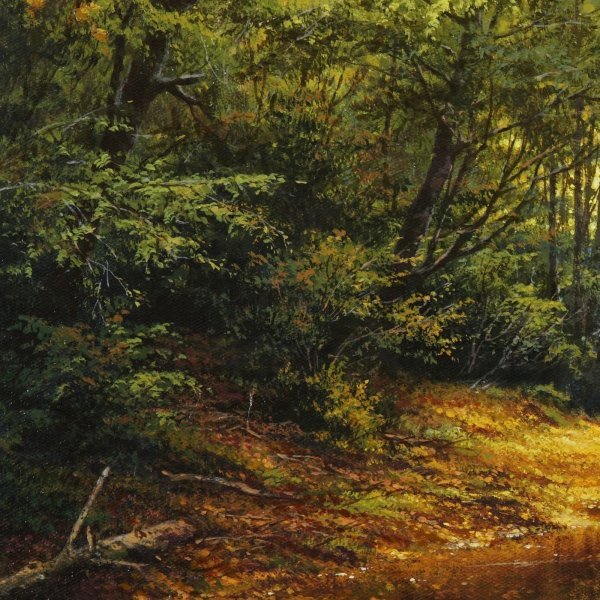 Immagine aggiuntiva 6: Fotorealismo Paesaggio Pittura "Dolce sussurro autunnale", pittore Viktar Yushkevich Yuvart acrilico tela 