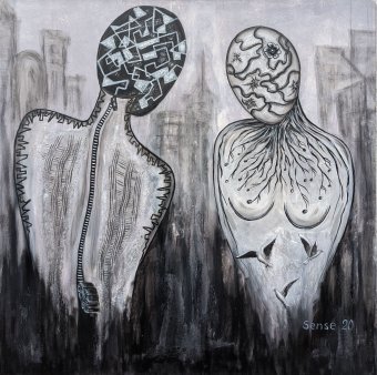 Pintura "Recuerdo del futuro: Unidad en contraste", pintor Lena Kolambet acrílico lienzo en Jose Art Gallery