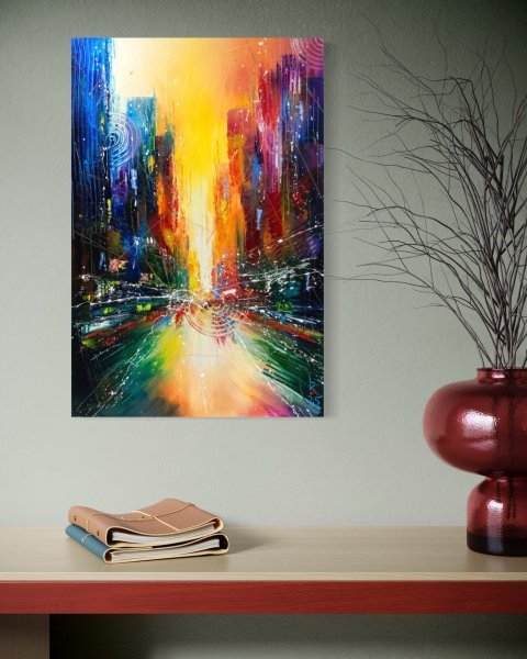Additional view 4: Abstract Cityscapes Painting Urban Awakening by painter Liubov Kuptsova oil canvas 