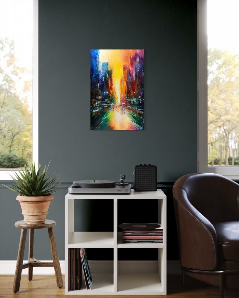 Additional view 5: Abstract Cityscapes Painting Urban Awakening by painter Liubov Kuptsova oil canvas 