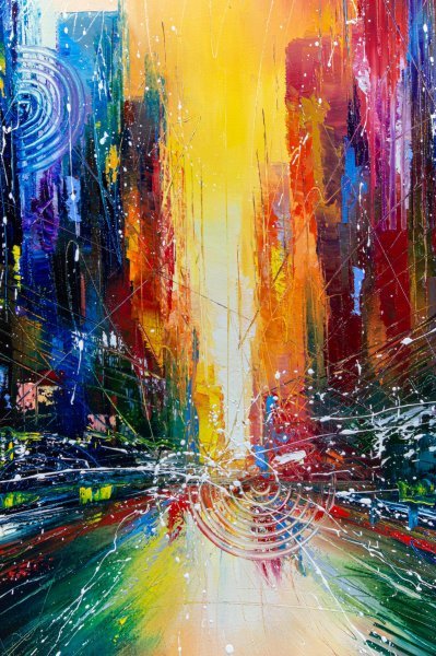 Additional view 6: Abstract Cityscapes Painting Urban Awakening by painter Liubov Kuptsova oil canvas 