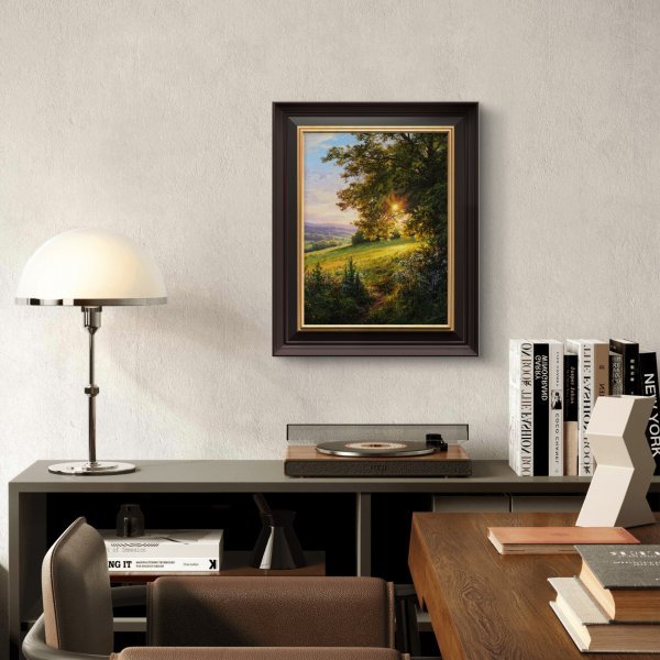 Immagine aggiuntiva 2: Fotorealismo Paesaggio Pittura "Mattina in montagna", pittore Viktar Yushkevich Yuvart acrilico tela 