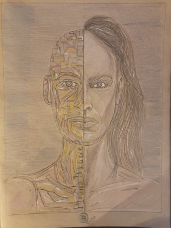 Graphique "Intelligence artificielle : Nouveaux horizons", illustrateur roberto ferrando crayon papier à la Jose Art Gallery