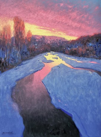 Painting "Echo of Sunset" by painter Andrii Kovalyk oil paper at Jose Art Gallery