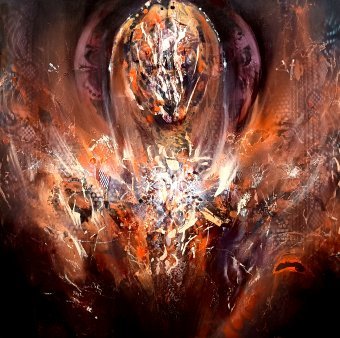 Pittura "Cuore incandescente dell'angelo", pittore Kloska Ovidiu acrilico tela alla Jose Art Gallery