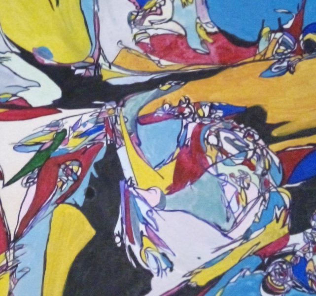 Additional view 6: Abstract Interior Painting Meeting of two worlds by painter Oksana Demchenko gouache wood 