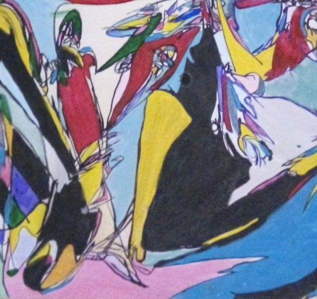 Additional view 7: Abstract Interior Painting Meeting of two worlds by painter Oksana Demchenko gouache wood 