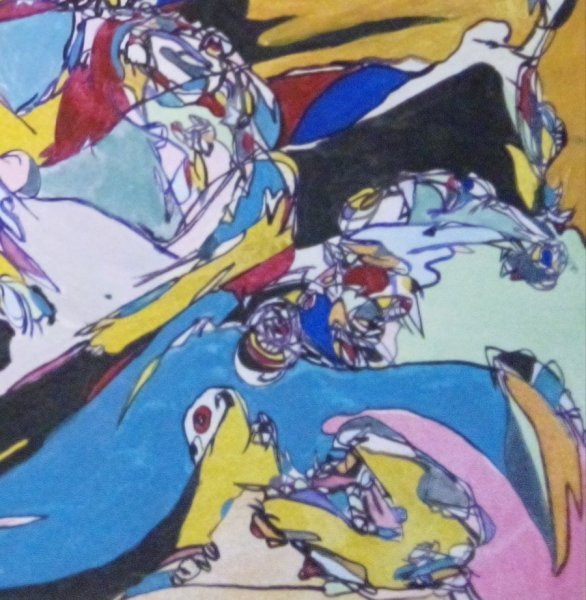 Additional view 8: Abstract Interior Painting Meeting of two worlds by painter Oksana Demchenko gouache wood 